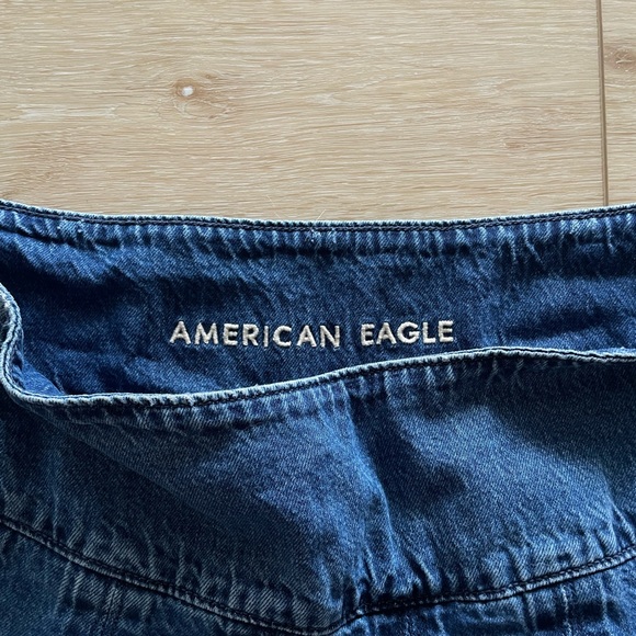 American Eagle Outfitters Dark Blue Denim Skirt Hi-Rise Mini - Picture 4 of 6